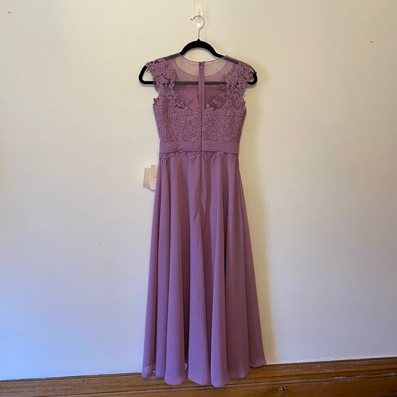Lan Ting XS bride lavender purple formal maxi gown lace sheer floral embroidery - Picture 12 of 13